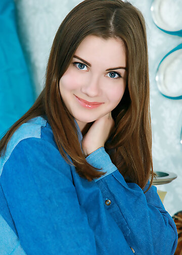 Pretty woman with a white skin and big natural boobs