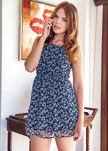 Babe took her blue dress off before removing her cute underwear