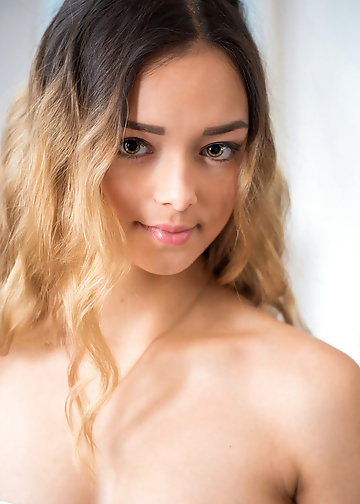 Skinny girl with even tan takes white dress off to expose boobs and snatch